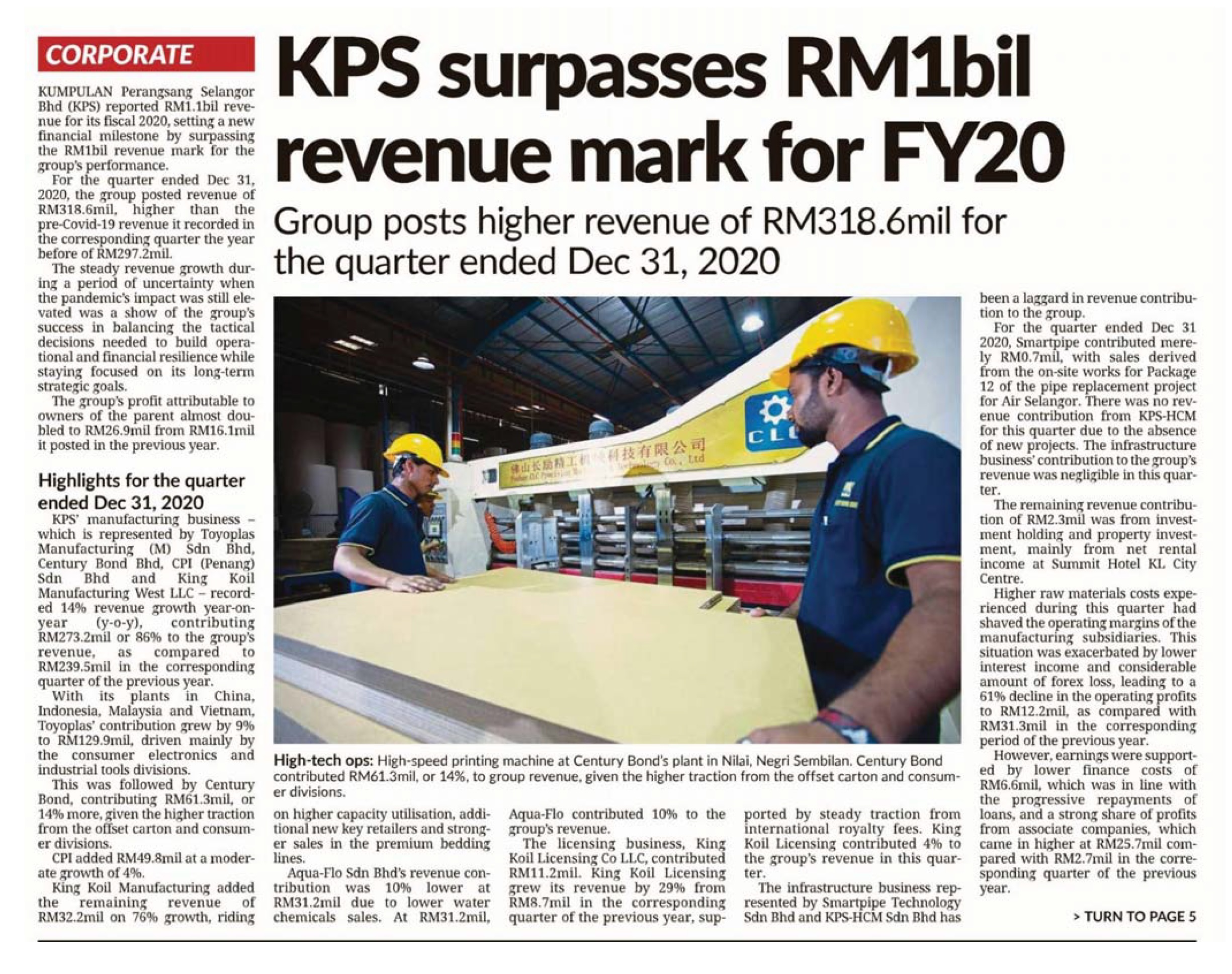 KPS surpasses RM1bil revenue mark for FY20 TheStar 27Feb21 (1of2)