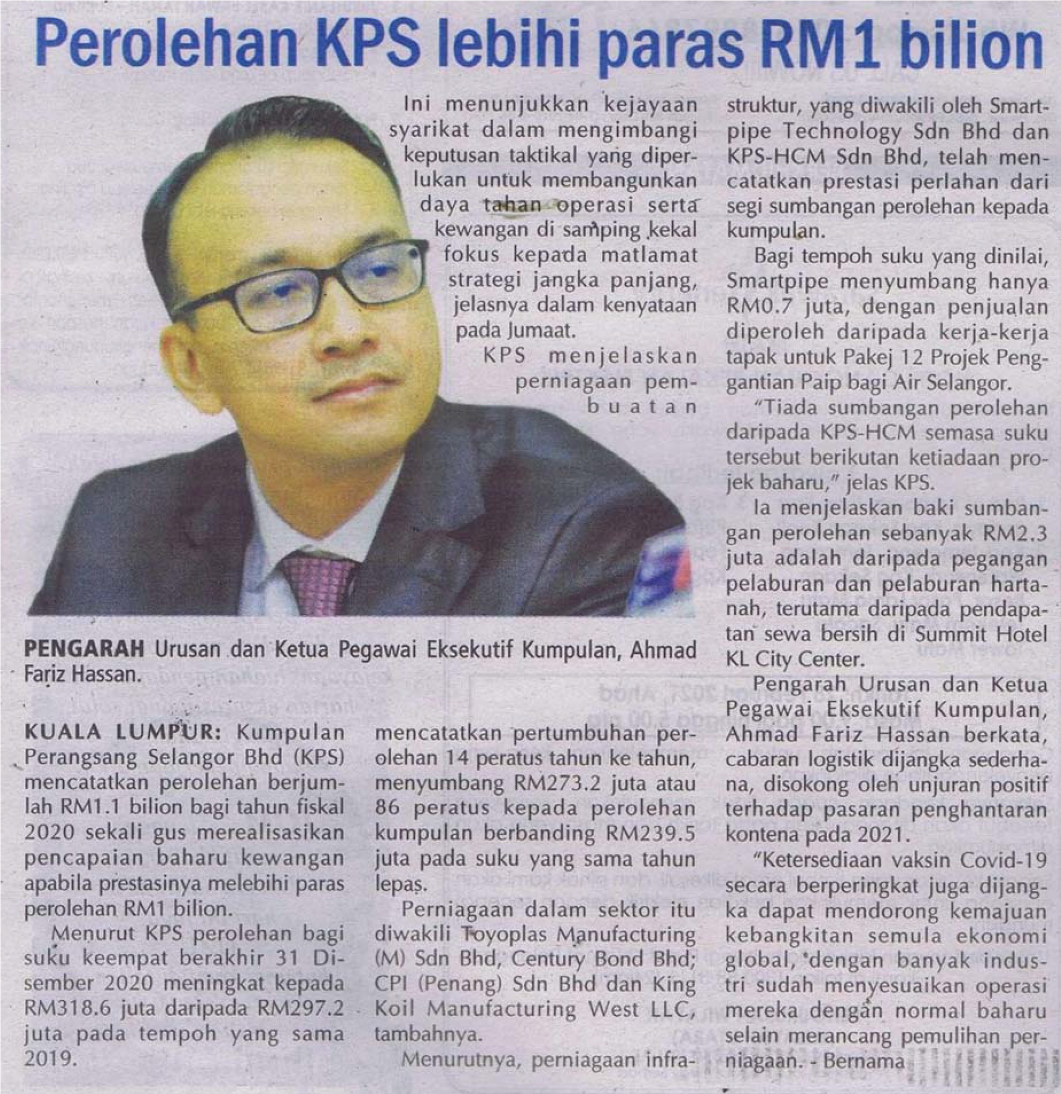 Perolehan KPS lebihi paras RM1 bilion Utusan Sarawak 27Feb21