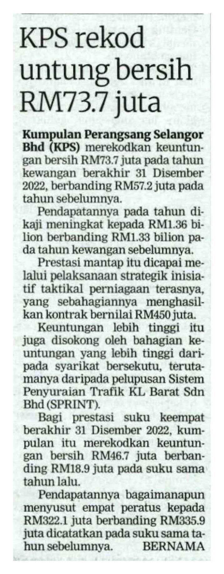 1March Berita Harian KPS rekod untung bersih RM73.7 juta