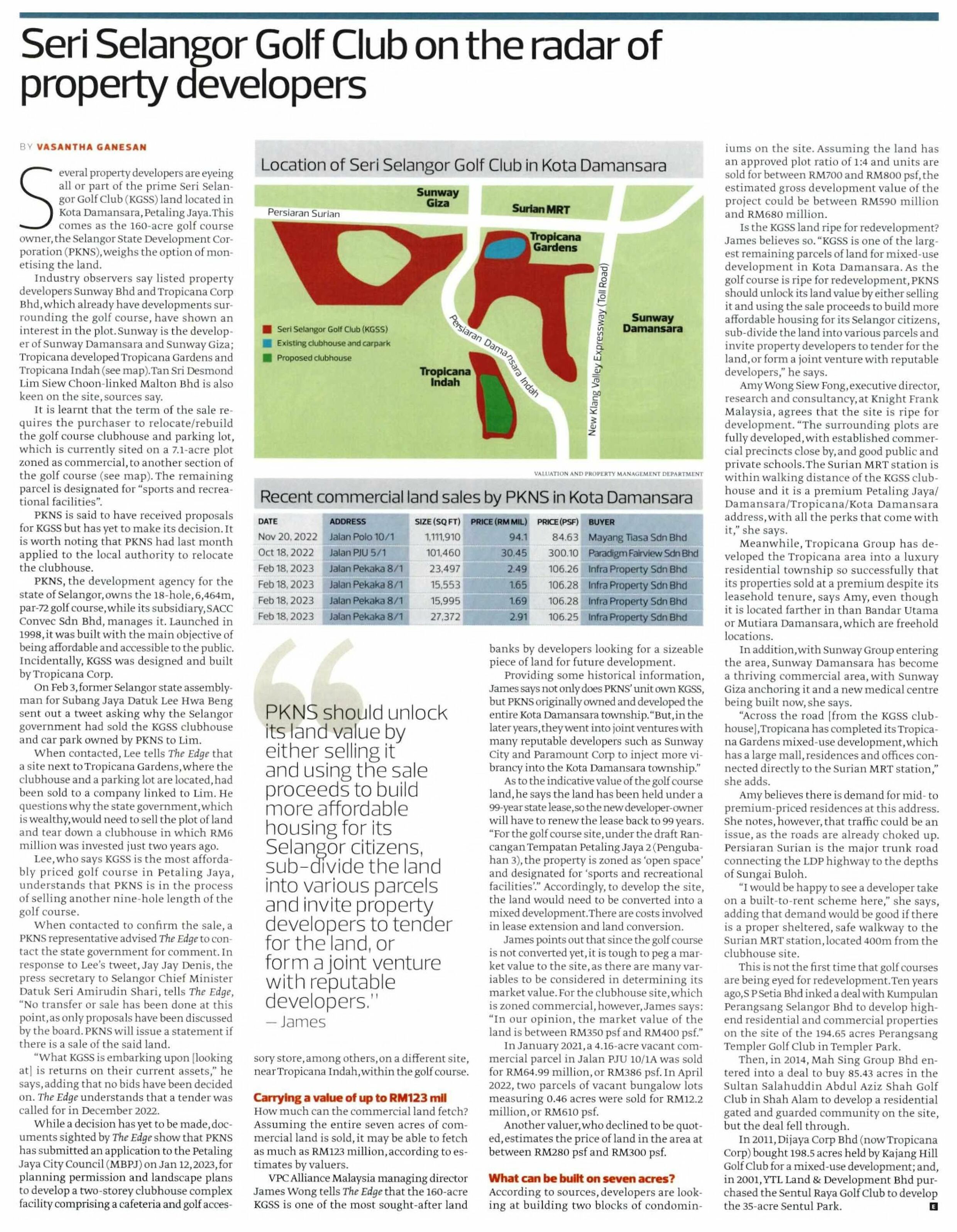 27Feb23 The Edge Seri Selangor Golf Club on the radar of property developers