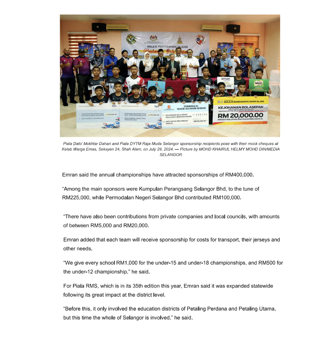 96 schools join piala datomokhtar dahariRMS football tournaments 2